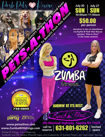 Pets-A-Thon Dance Fitness Marathon Fundraiser To Benefit Posh Pets Rescue - Top Long Island Zumba(R) Dancers Helping Long Island Paws